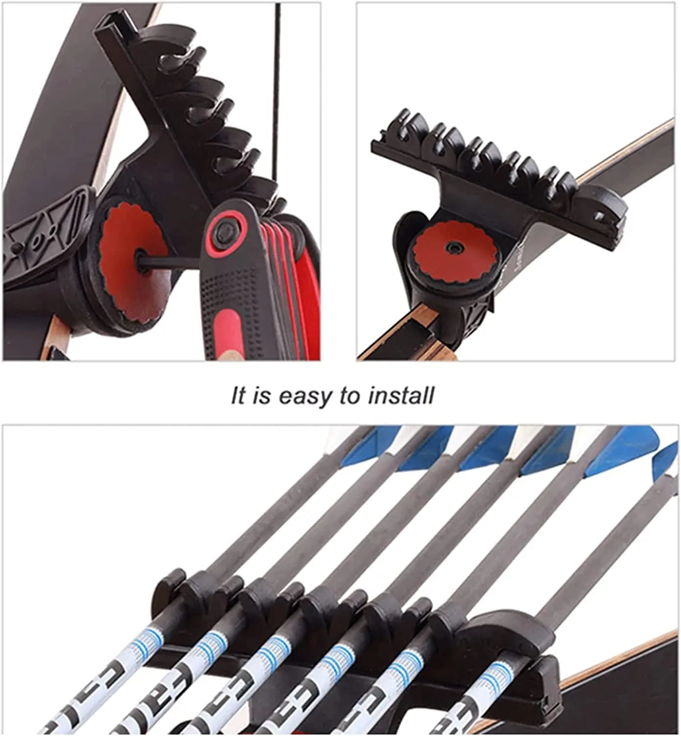 6 Arrow Quick Release Leather Quiver Slide On Detachable Lock Holder Compound Bows