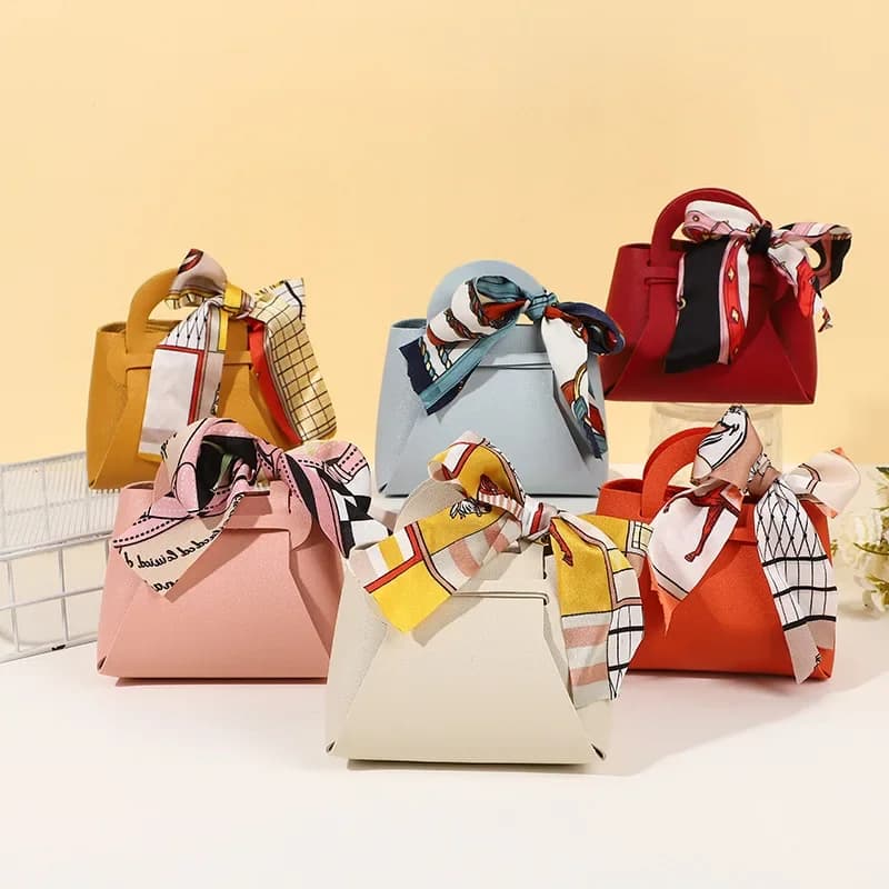 10 sacchetti regalo in pelle rosa per distributori, sacchetti per bomboniere per ospiti, mini borsetta con nastro, scatola per imballaggio di caramelle, decorazioni per feste