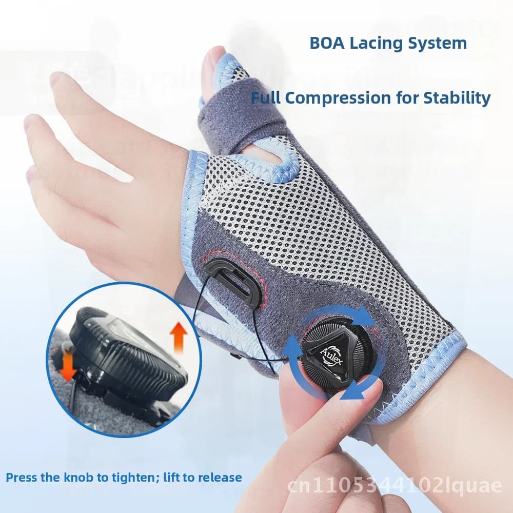 Supporto da Polso Rotante e Regolabile Benli Blu-Grigio per Distorsione del Pollice, Riabilitazione Sportiva, Protezione Universale, Disponibile