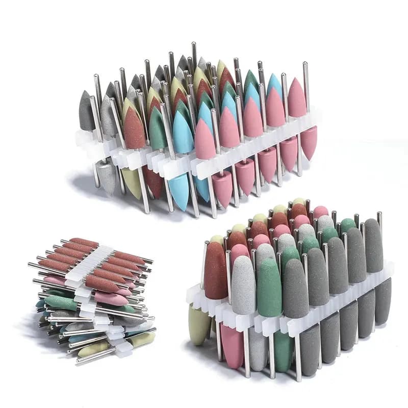 10 Pz/set Punta da trapano per lucidatura delle unghie in silicone Rimozione della pelle morta fine Pretrattamento per manicure russa Testa di molatura in gomma siliconica