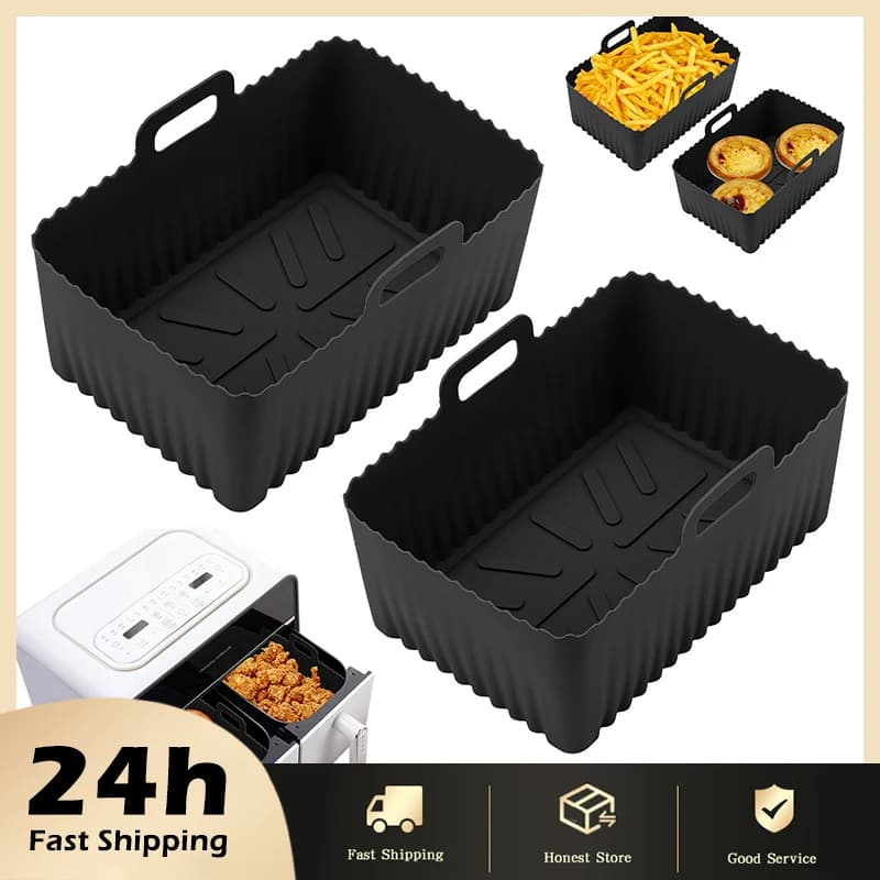 2 pezzi friggitrice ad aria vassoio in Silicone piatto doppio 2 cestello teglia forno pentola piastra fodera doppia friggitrice ad aria accessori per Ninja Foodi