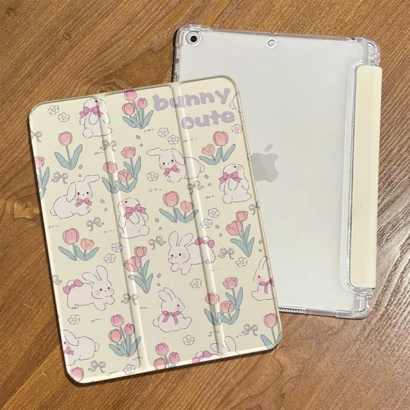 Smart Case with Pen Holder for Samsung Tab S7 S8 S9 11 Plus S10 S9 12.4 Inch Pencil Case for Tab S6 Lite 10.4 Inch Cute Rabbit