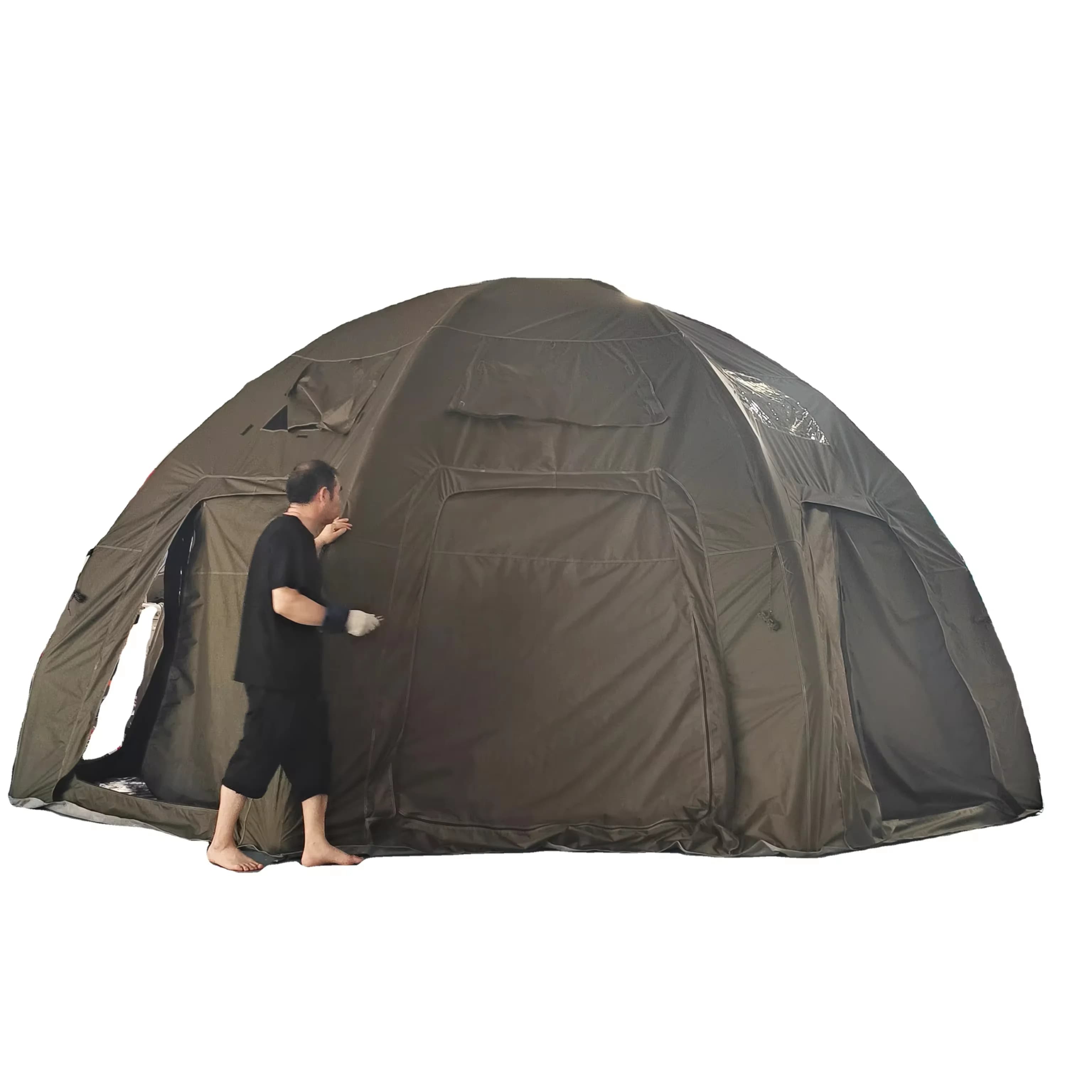 Tenda da campeggio all'aperto Glamping gonfiabile in tessuto Oxford rotondo rotondo con aria condizionata - Sconto in tempo limitato