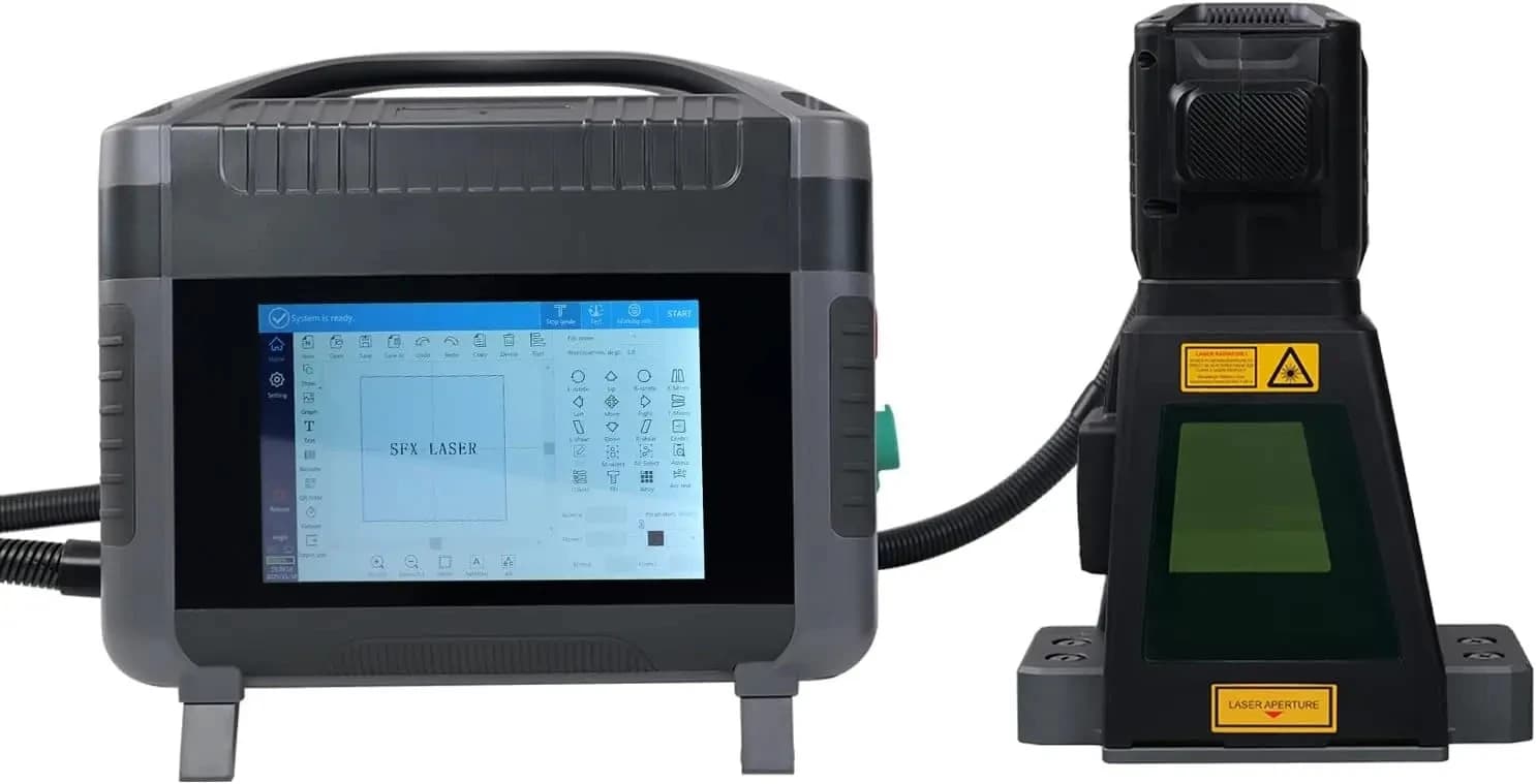 Incisore Laser a Fibra 30W, Marcatrice Laser Portatile a Batteria/AC, Macchina per Incisione Laser con 100 *