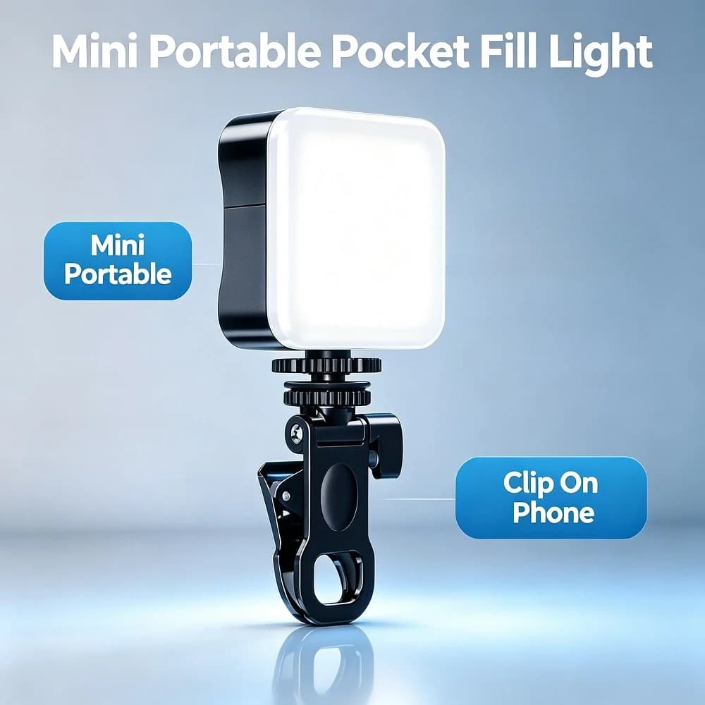 Portable Mini Pocket LED Fill Light Clip On Smartphone Adjustable Lighting For Selfie Makeup Vlog Video Photography Lamp