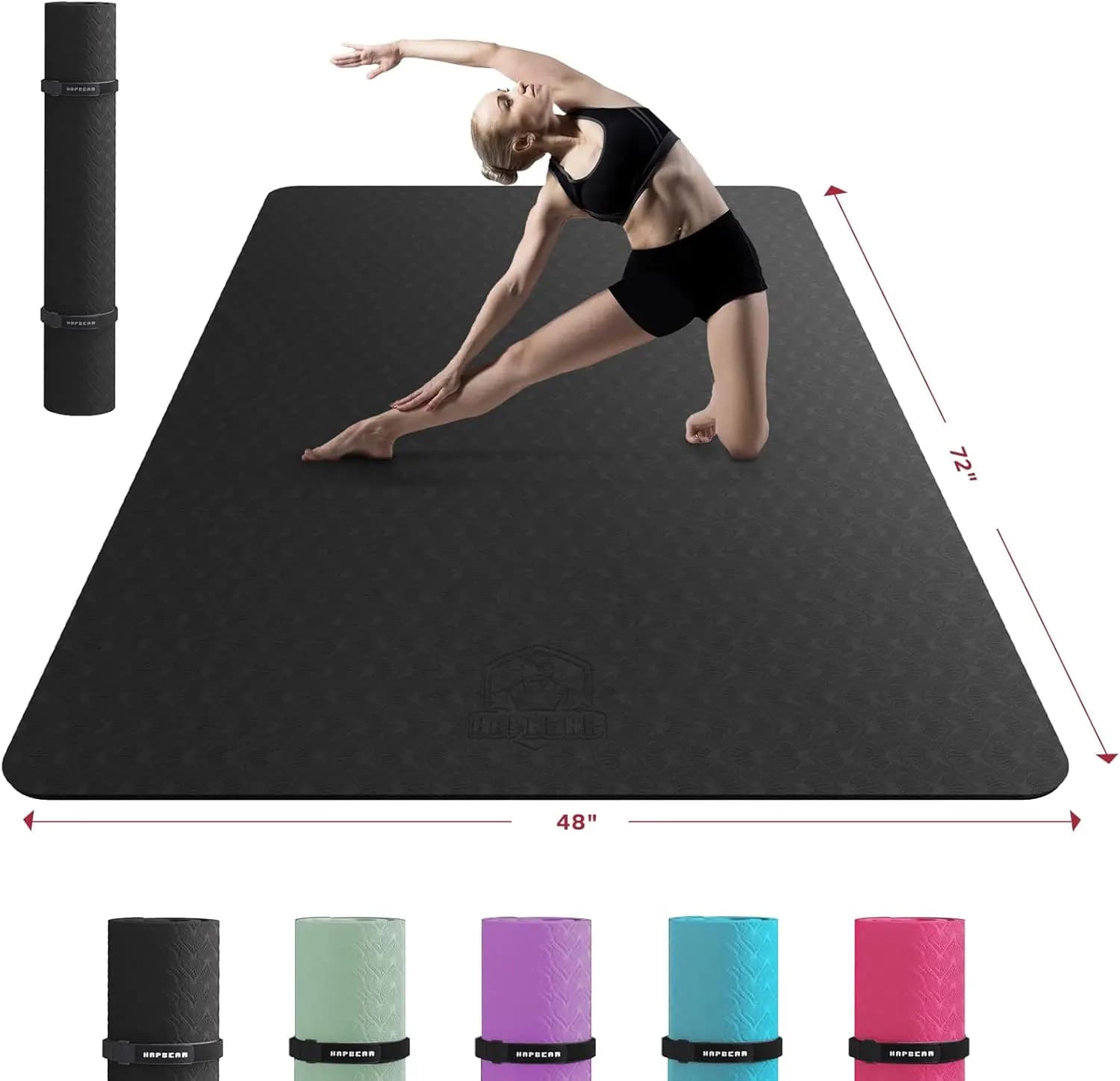Tappetino Yoga Extra Large 72x48 Pollici, Spessore 1/4 di Pollice, Antiscivolo per Allenamenti a Casa