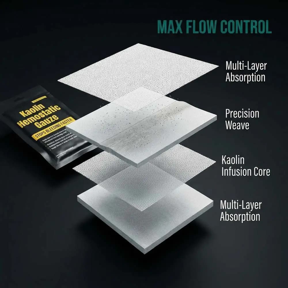 Z-Fold Design Hemostatic Kaolin Gauze Soluble Material Non-woven Fabric Stop Bleeding Gauze Chitosan Gauze Kaolin Impregnated