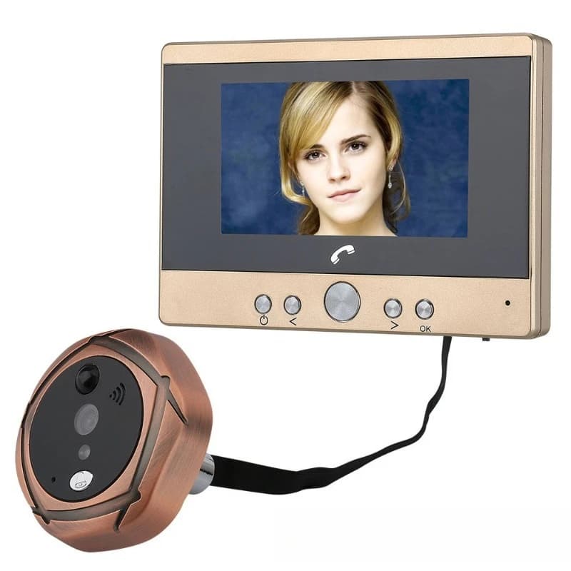 4.3-Inch Smart Visual Cat Eye Doorbell, Monitoring, Intercom, Infrared, Video, Built-in 8000MAH Battery