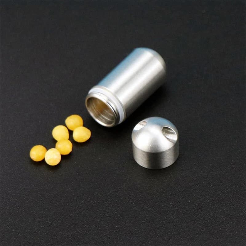 1Pc New Mini Waterproof Stainless Steel Sealing Bottle Outdoor EDC Survival Pill Box Container Casule Pill Bottle Tank Case.