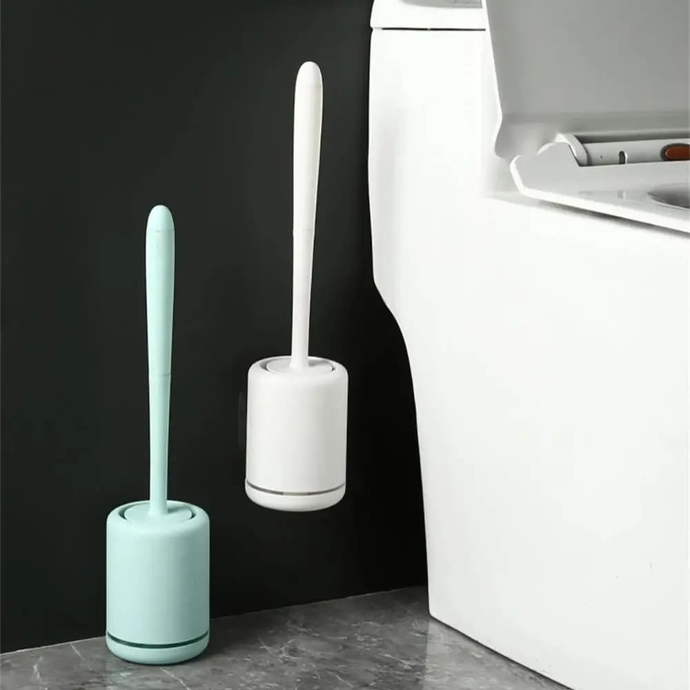 Scopino per WC con manico lungo per uso domestico, luce per bagno, lusso, senza angolo morto, strumenti per la pulizia, set di scopini per WC durevoli montati a parete
