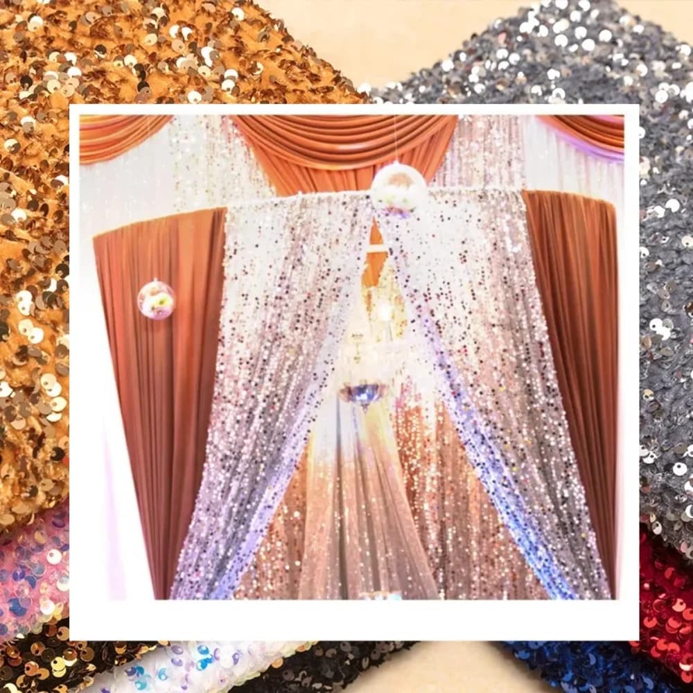 Velvet Foam Elastic 5mm Sequins Embroidered Fabric Fashion Performance Clothes Curtain Curtain Decorative Cloth Dress for Sewing