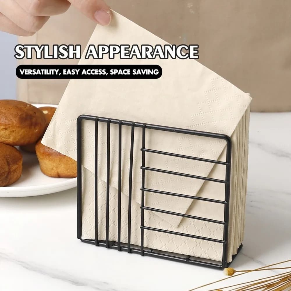 New Stainless Steel Iron Napkin Holder Modern Style Stable Countertop Napkin Organizer Paper Dispenser Rack Table Decoration
