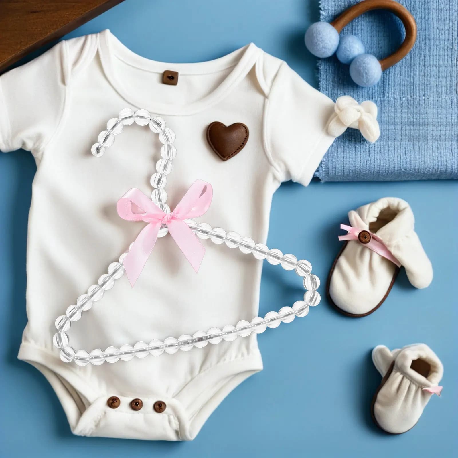 5 appendiabiti decorativi con perle e fiocchi, piccoli, per guardaroba e armadi