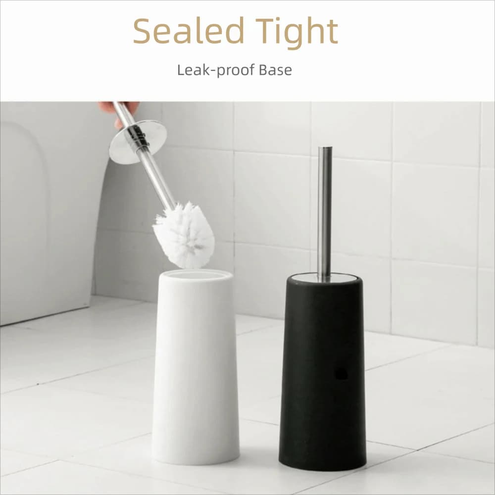 Set Spazzola per WC in Acciaio Inox con Supporto, Protezione Anti-Schizzi, Manico Lungo, Pulizia Profonda, Rimovibile