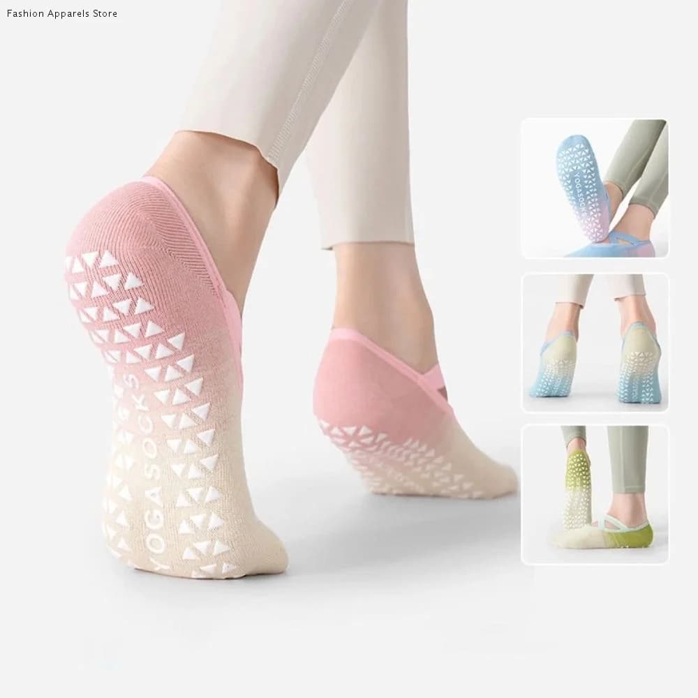 6 paia di calzini antiscivolo per fitness e yoga, traspiranti, con fondo in spugna patchwork, assorbenti, per pilates, con puntini in silicone per pavimento