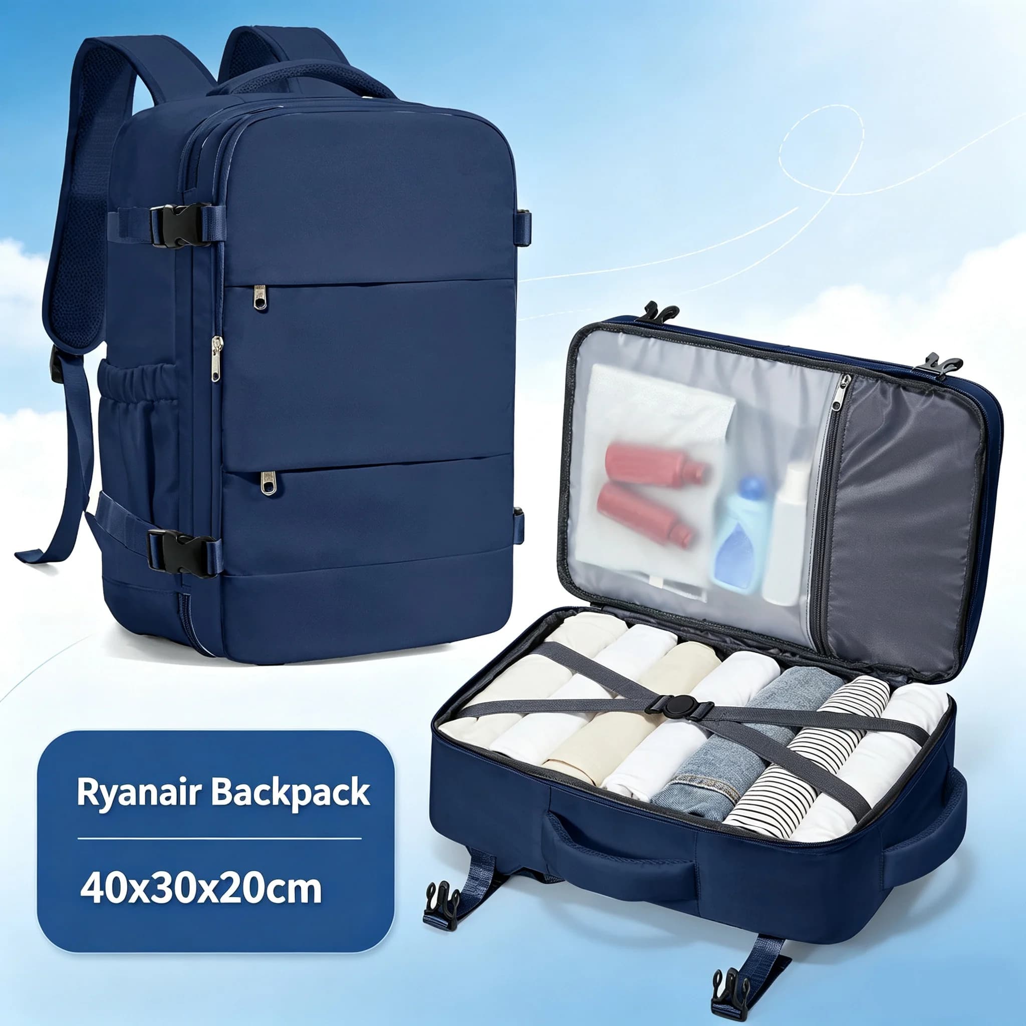 Ryanair 40x30x20 Cabin Airplane Travel Backpack, Hand Luggage Backpack Wizzair Carry-Ons 15.6 '' Laptop Bags Business Backpack