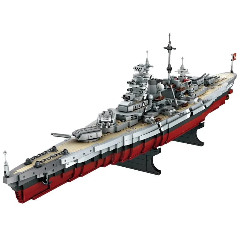 2081 Pezzi Blocchi da Costruzione Militari della Nave da Guerra Bismarck della Seconda Guerra Mondiale, Grande Modello di Incrociatore, Mattoncini Giocattolo, Armi Giocattolo per Bambini, Regali