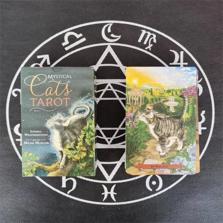 12 x7 cm gatti mistici carte dei tarocchi giochi da tavolo versione inglese mazzo dei tarocchi