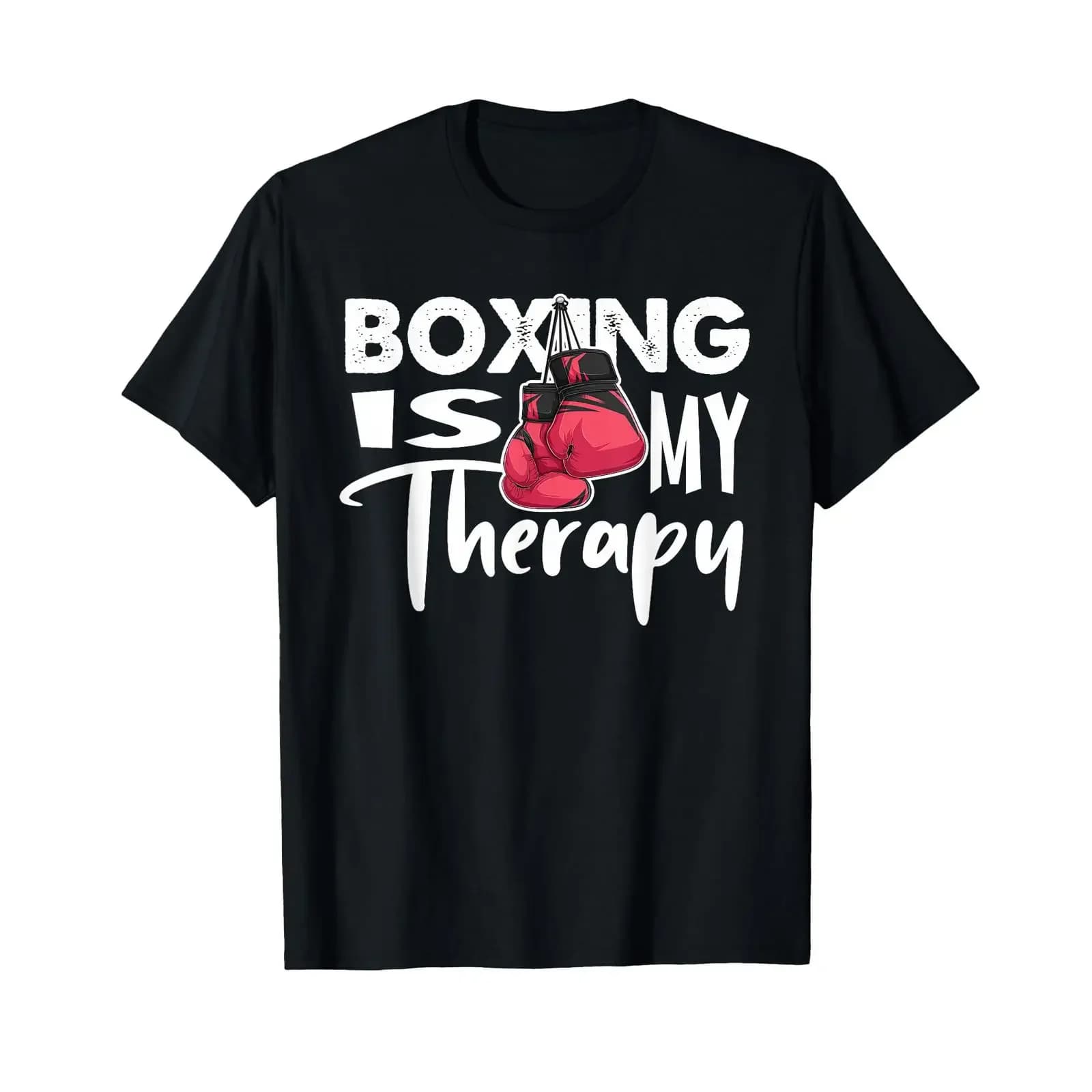 Boxing is My Therapy Funny Quote Gym Fighter Gloves T Shirt vintage Washed Stylish Breathable Stretched fashion Casual