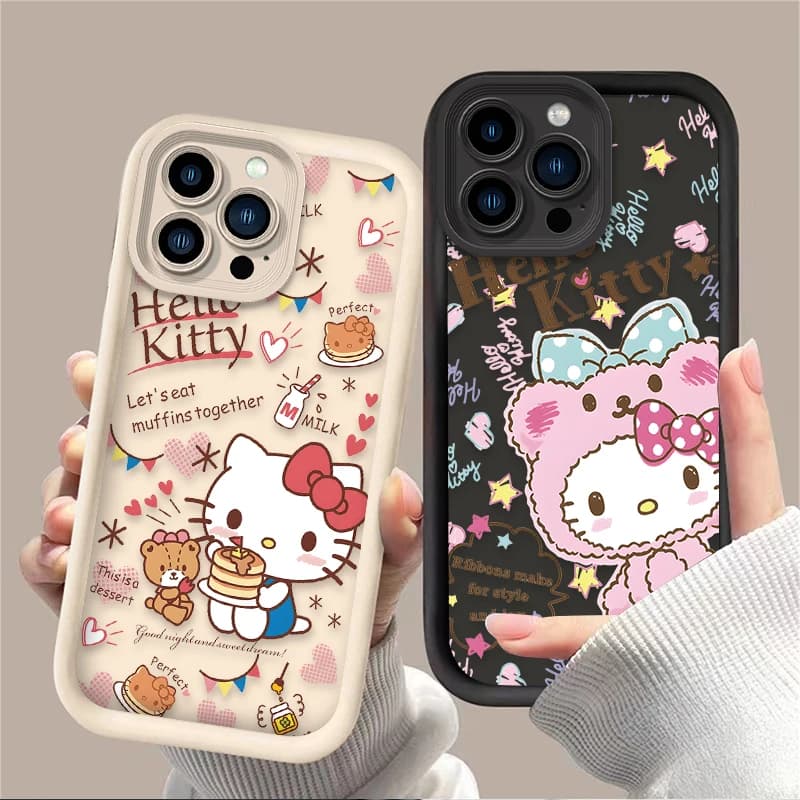 Custodia per telefono Sanrio Hello Kitty antiurto a copertura totale per iPhone 17 Air 16 16E 15 14 13 12 11 Pro Max X XS Max XR SE 2020 SE4 7 8