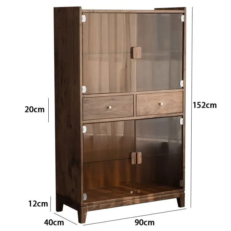 Mobiletto portabottiglie in vetro e noce nero, stile nordico di lusso, credenza da soggiorno, mobiletto da parete, libreria.