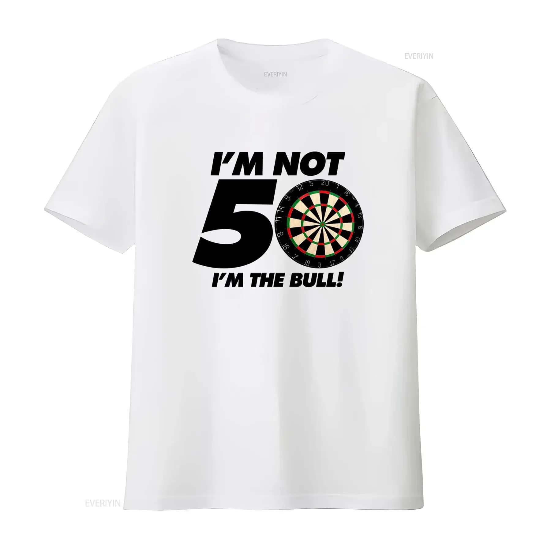 Heren Ik ben niet 50 Bull T shirt Grappige verjaardag 50e Darts S voor hem grap casual ronde hals licht rekbare stof normale