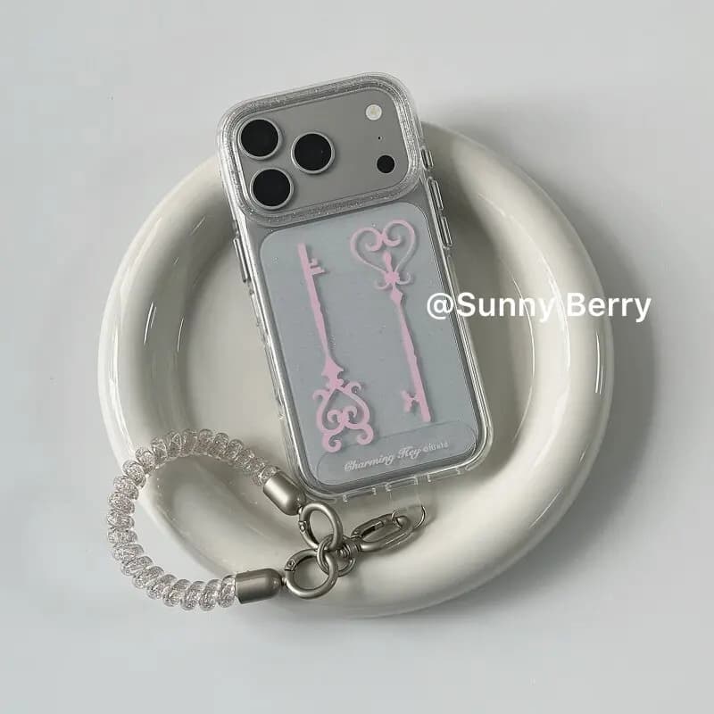 Korean Ins Y2K Pink Keys Shining Phone Case For iPhone 18 17AIR 16 E 15 14 13 12 11 Pro XR X Max 7 8 Plus Mini Y2K Cover