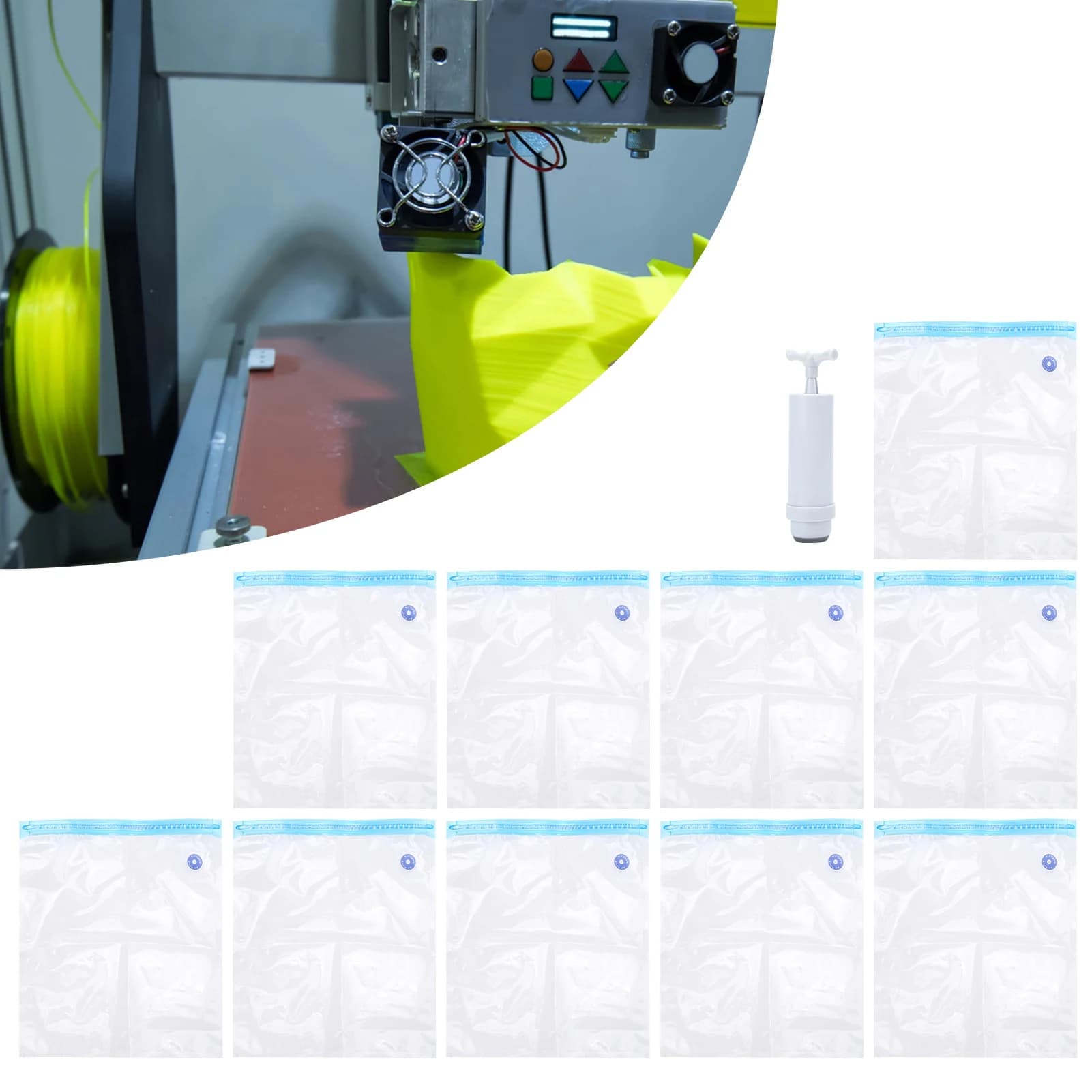10 piece filament drying vacuum sealing bags for 3D printer parts PLA + moisture resistant filament bags for air pump extractor