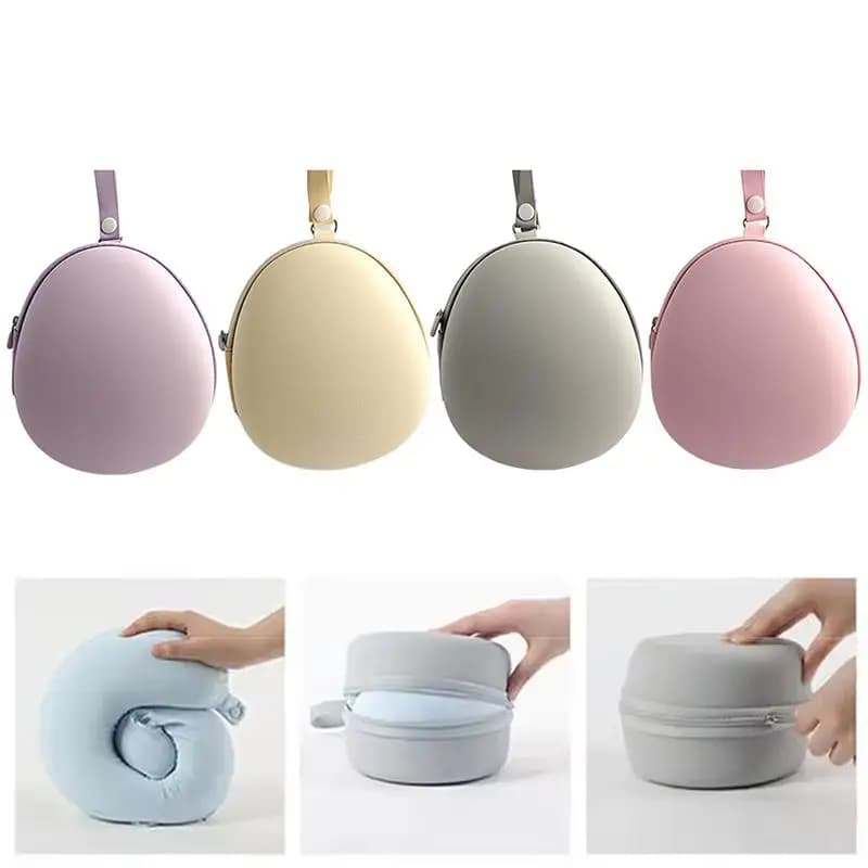 Portable Hard EVA Storage Bag U Shape Neck Pillow Case Zipper Memory Foam Pillow Box Travel Office Noon Break Supplies
