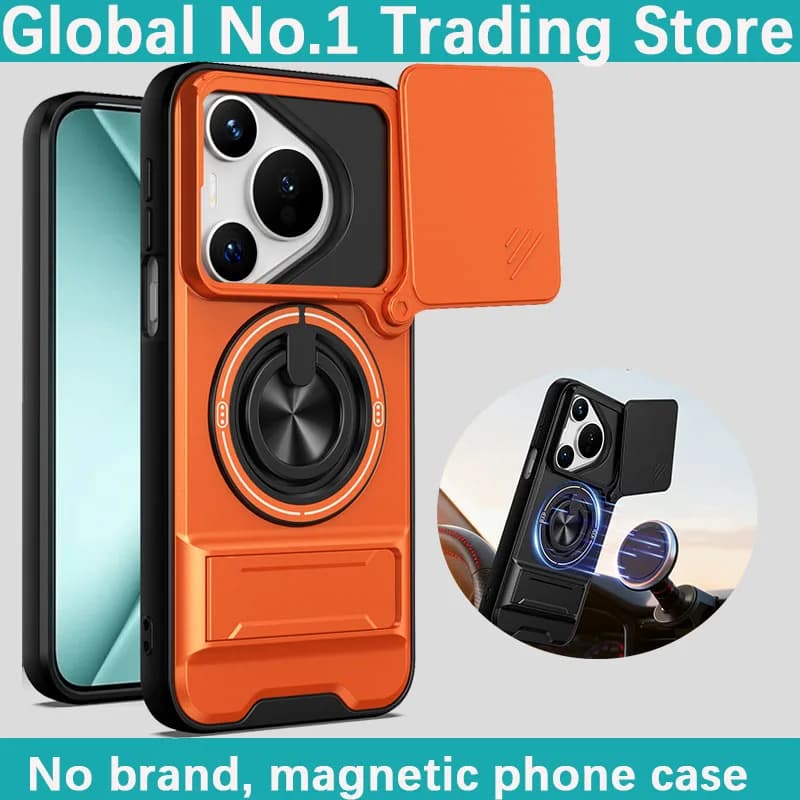 For Huawei Pura 80 Ultra/Pura 70 80 Pro Plus Armored hard TPU+PC plastic hard shell rotating ring holder magnetic phone case