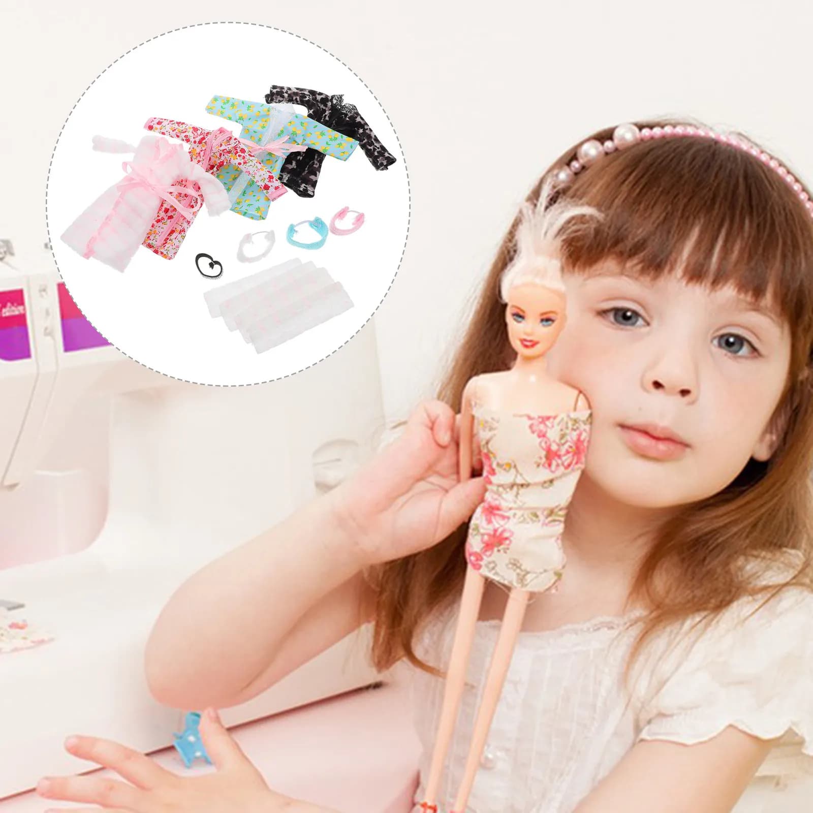 Set da 4 Pezzi per Bambine: Mini Pigiami Morbidi, Accappatoio, Fascia per Capelli, Asciugamano, Set per Travestimenti e Accessori