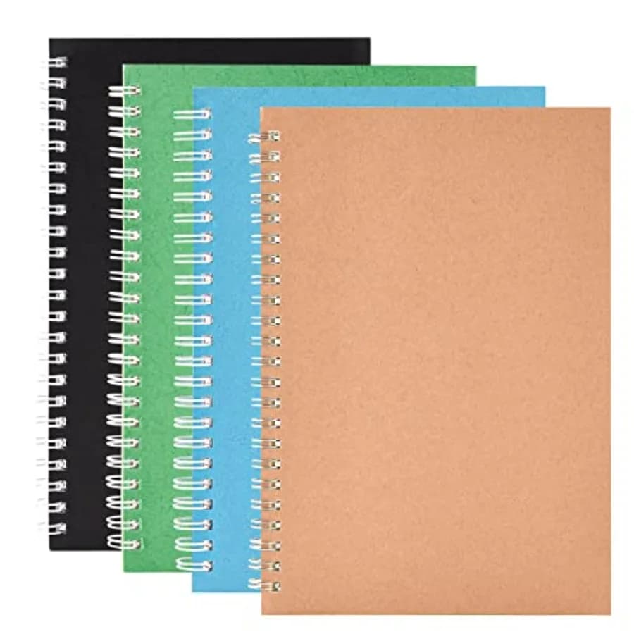EastyGold Spiral Notebook Retro Note Books A5 Composition Colorful Kraft Lined Paper Coil Wirebound Sketch Book Bulk Journals C