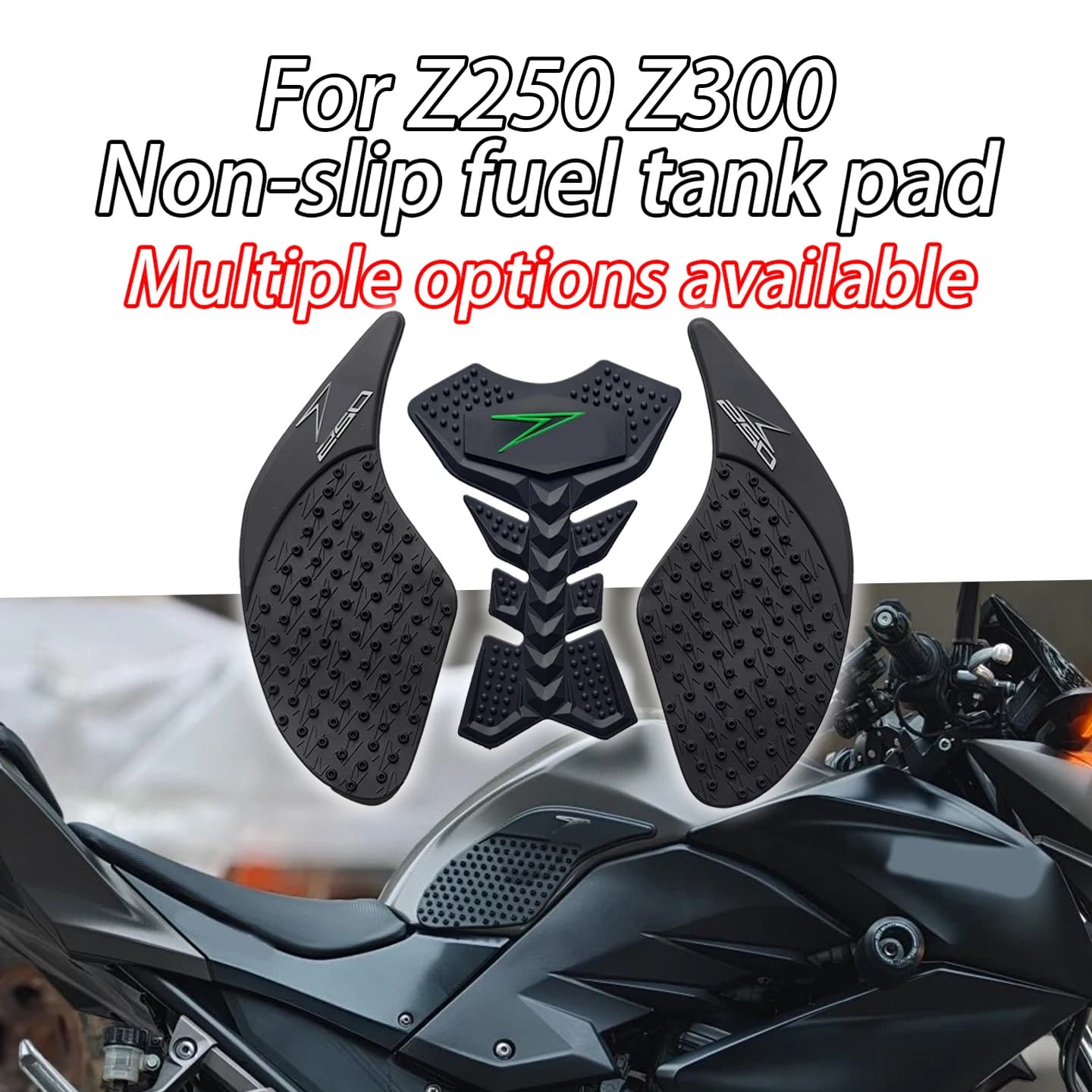 Adatto per Kawasaki Z250 Z300 Z 250, protezione serbatoio moto, grip in gomma 3D antiscivolo, adesivo protettivo per ginocchia, Tank Grip