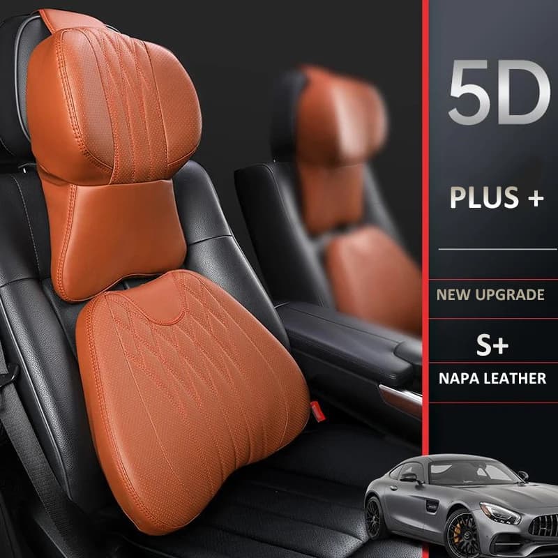 Nuovo cuscino per il collo dell'auto cuscino per poggiatesta in Memory Foam 3D supporto lombare in pelle ricamata per il mal di schiena accessori per sedili da donna e da uomo