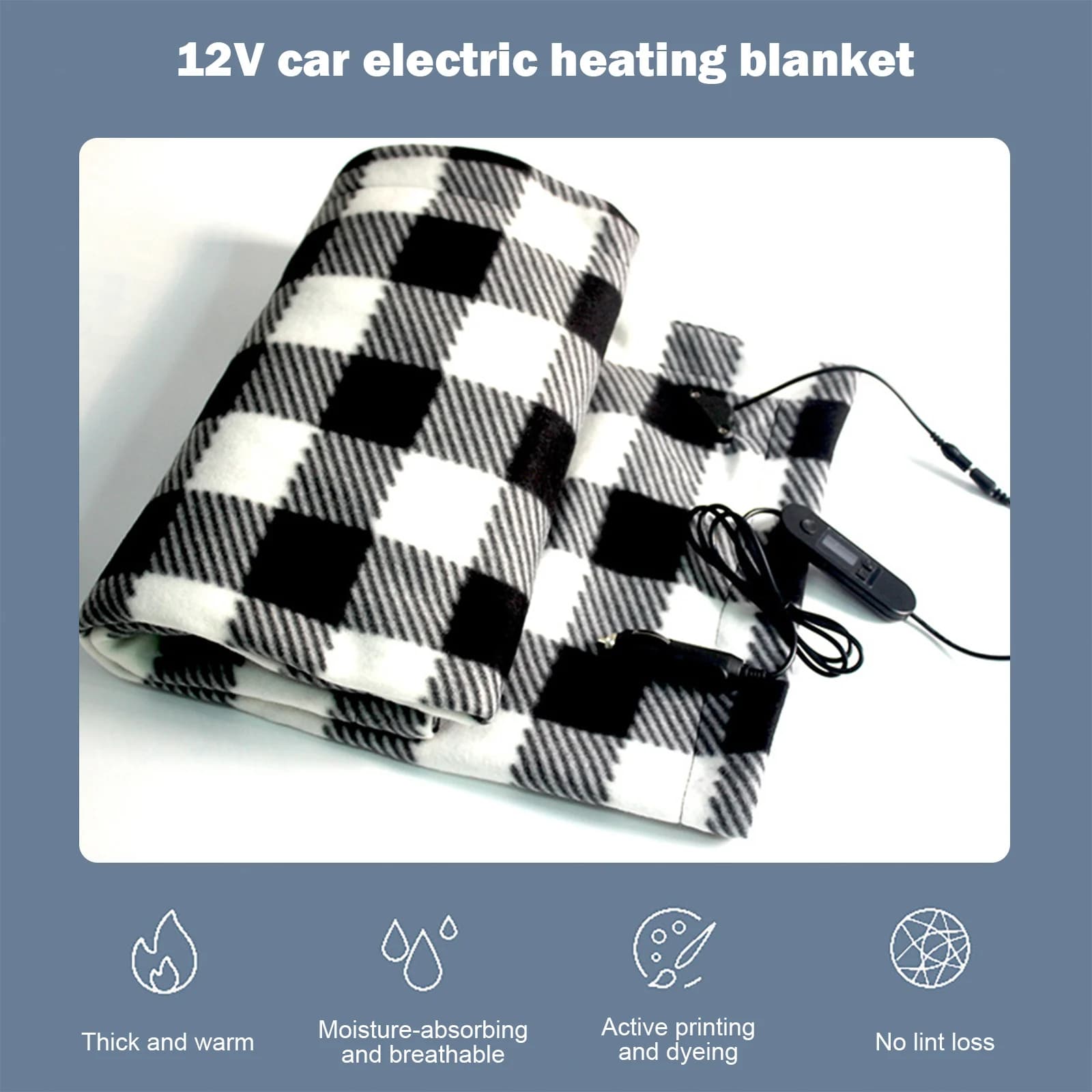 Coperta riscaldante a temperatura costante 12V timer di sicurezza riscaldato coperta riscaldante per auto coperta da viaggio in pile per SUV camion camper
