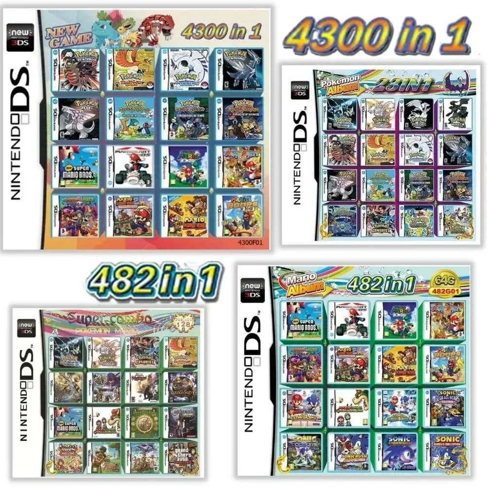 popolare USA 4300 in 1 Compilation Pokemon GameCards DS NDS 3DS 3DS NDSL Cartuccia di gioco Scheda Videogioco Lettore portatile (Scheda R4)