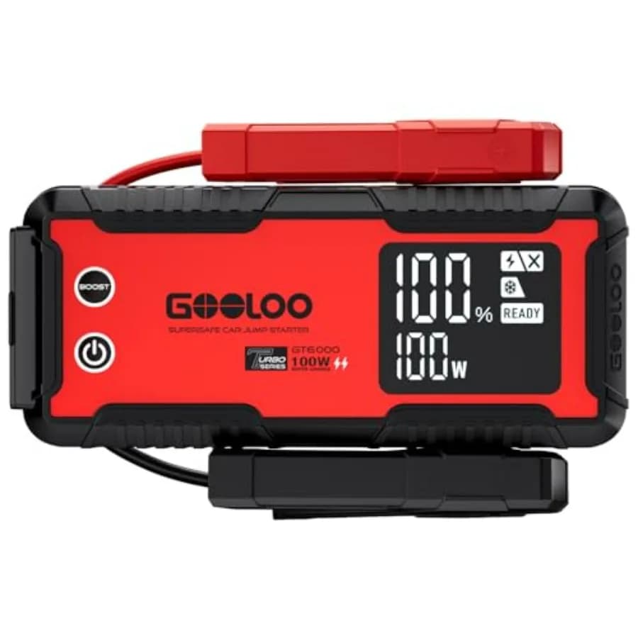 Avviatore di Emergenza 6000A GT6000 con Ricarica Rapida Bidirezionale 100W, Potente Booster Batteria Auto 12V per Tutti i Veicoli a Benzina fino a 12L