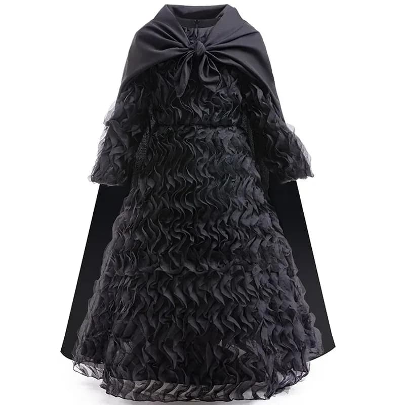 Costume cosplay del film malvagio Elphaba Streghe Abito Mantello Bacchetta Cappello Set di abbigliamento per ragazze Bambini Carnevale di Halloween