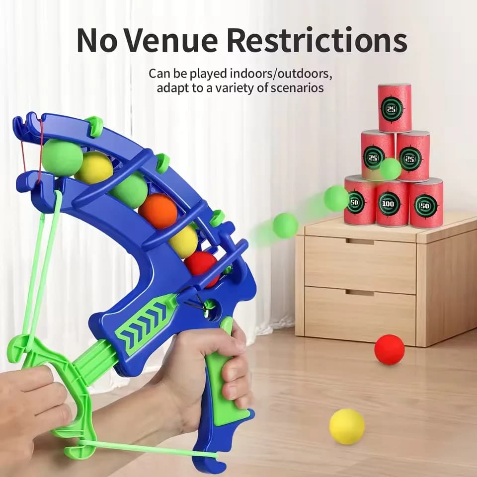 Gioco di tiro con l'arco e bersaglio, palline morbide in schiuma EVA, gioco interattivo per sport indoor e outdoor, per intrattenimento in famiglia e feste.