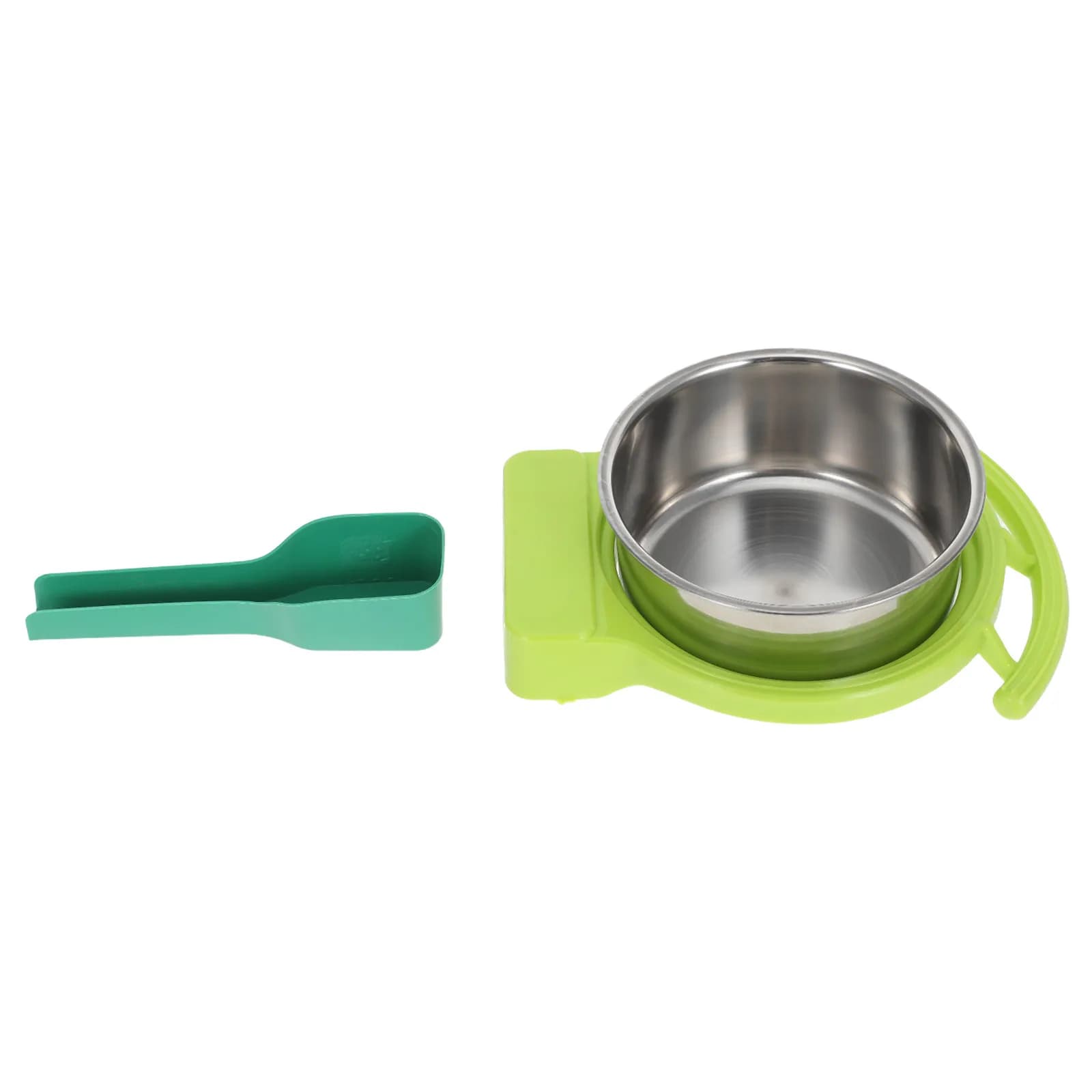 1Set Stainless Steel Bird Feeding Bowl Green Holder Outdoor Bird Food Container Cage Water Feeder Parrot Metal Feeder Cup Small