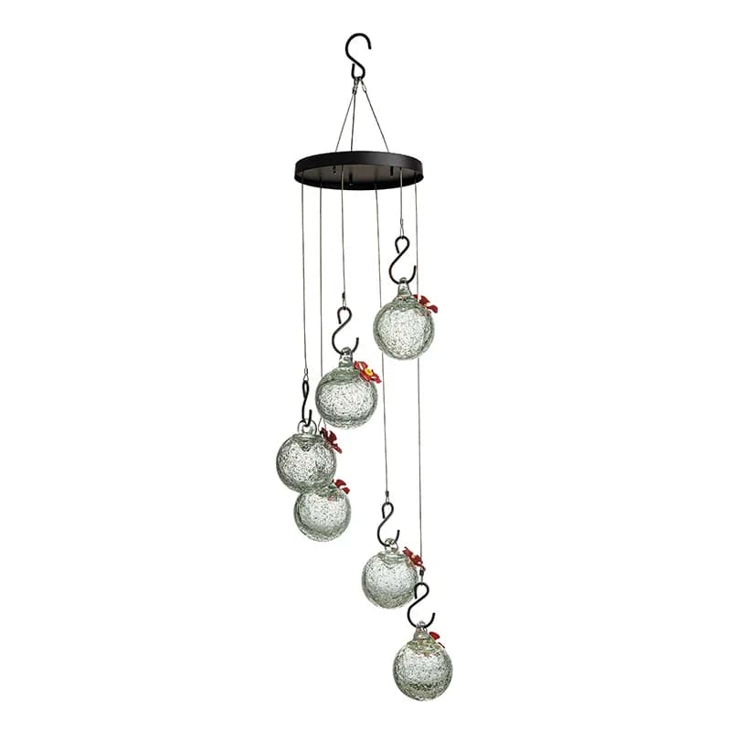 New Unique Hand Blown Glass Hummingbird Feeder Charming Wind Chimes for Landscaping & Decking