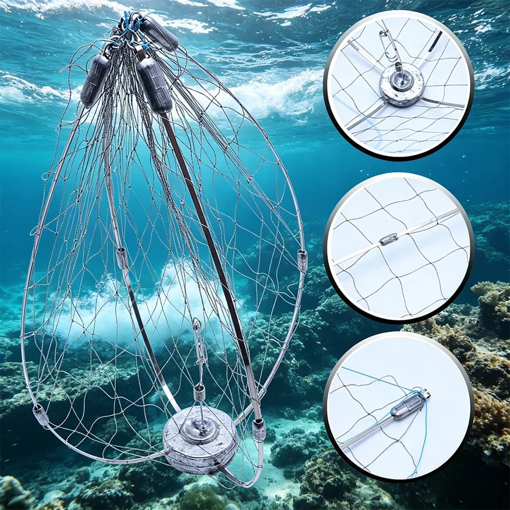 Rete da Pesca Universale a Gabbia 1pz, Rete per Catturare Granchi in Acciaio, Adatta per Acqua Salata 400g-550g