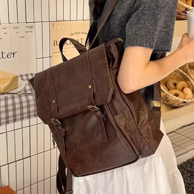 Zaino Casual da Donna in Pelle PU, Zaini Scolastici per Ragazze Adolescenti, Borse da Viaggio Mochila Mujer Vintage Chic Designer
