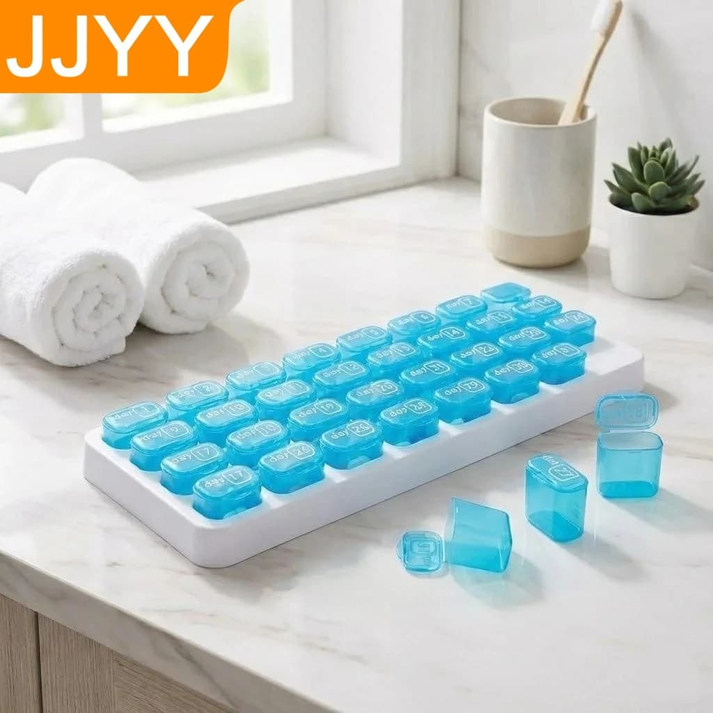 Set of 31 Pieces: Keyboard Shape Folder, Multi-part Organizer for Medicine, for Daily Use and Travel, Vitamin Container