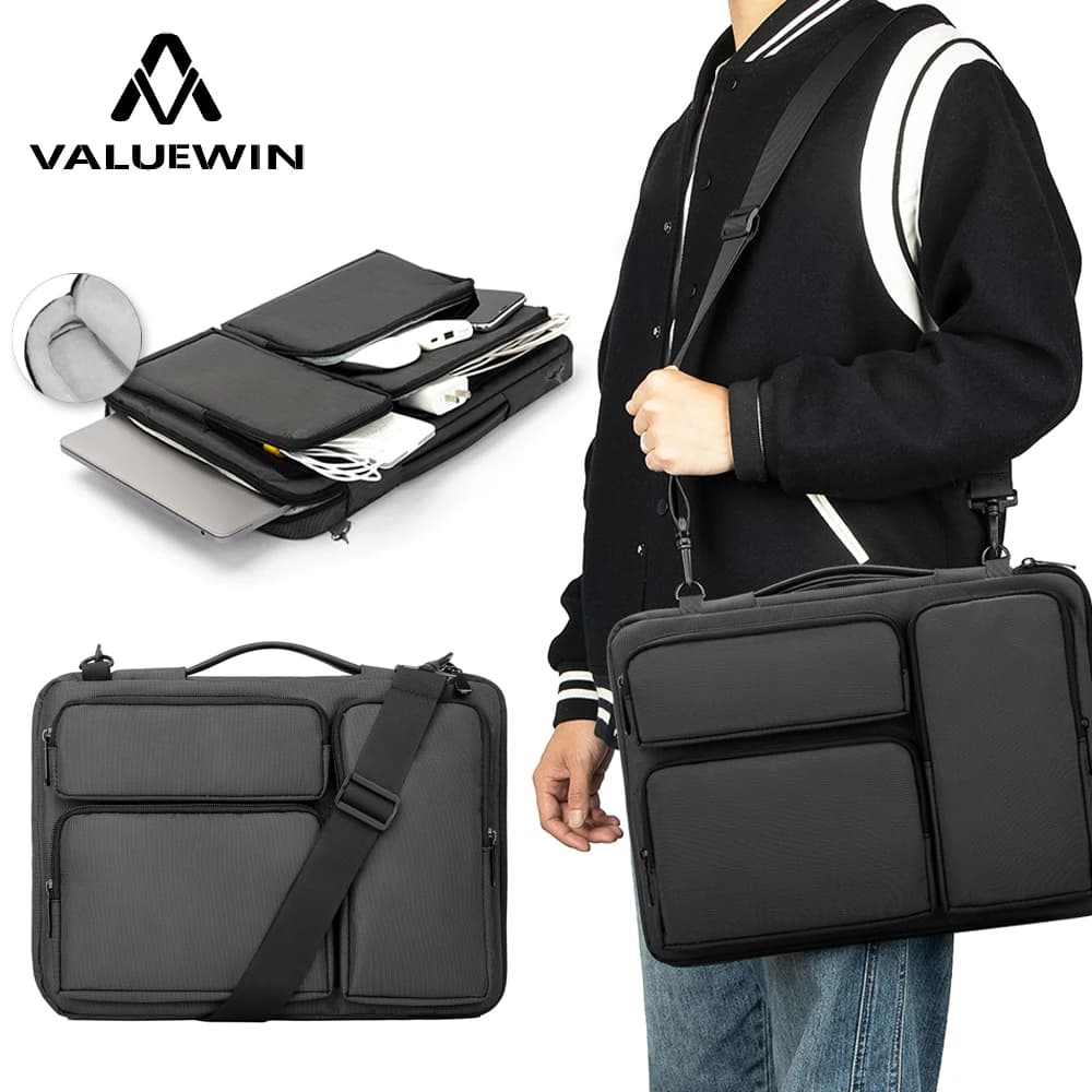 Borsa per laptop Borsa a tracolla per notebook per MacBook Air Pro Impermeabile 14 Borsa per computer da 15,6 pollici per studenti d'affari