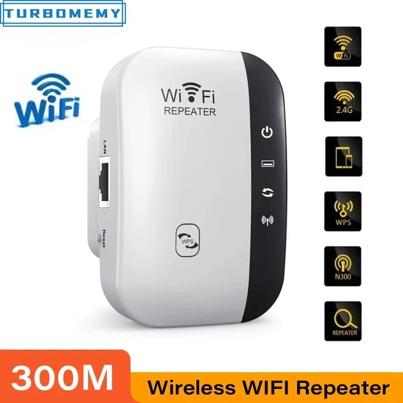 Ripetitore WiFi 300Mbps, Amplificatore di Segnale WiFi 2.4G, Router Wi-Fi 802.11N a Lungo Raggio, Adattatore per Scheda di Rete Wireless