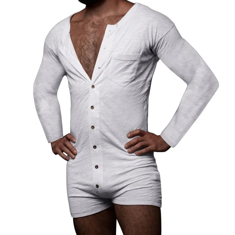 2026 New Solid Color Long Sleeve Jumpsuit Pajamas, Thin Breathable Tight Fit Simple Loungewear Casual Home Onesie