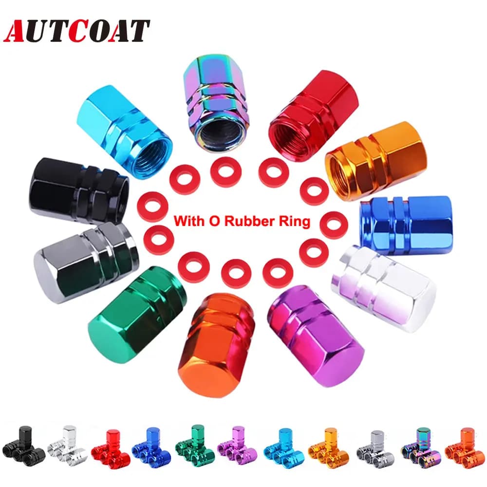 Set di 4 Tappi per Valvole Pneumatici in Lega di Alluminio, Coperture Antipolvere e Impermeabili per Auto, Bici, Camion, Moto