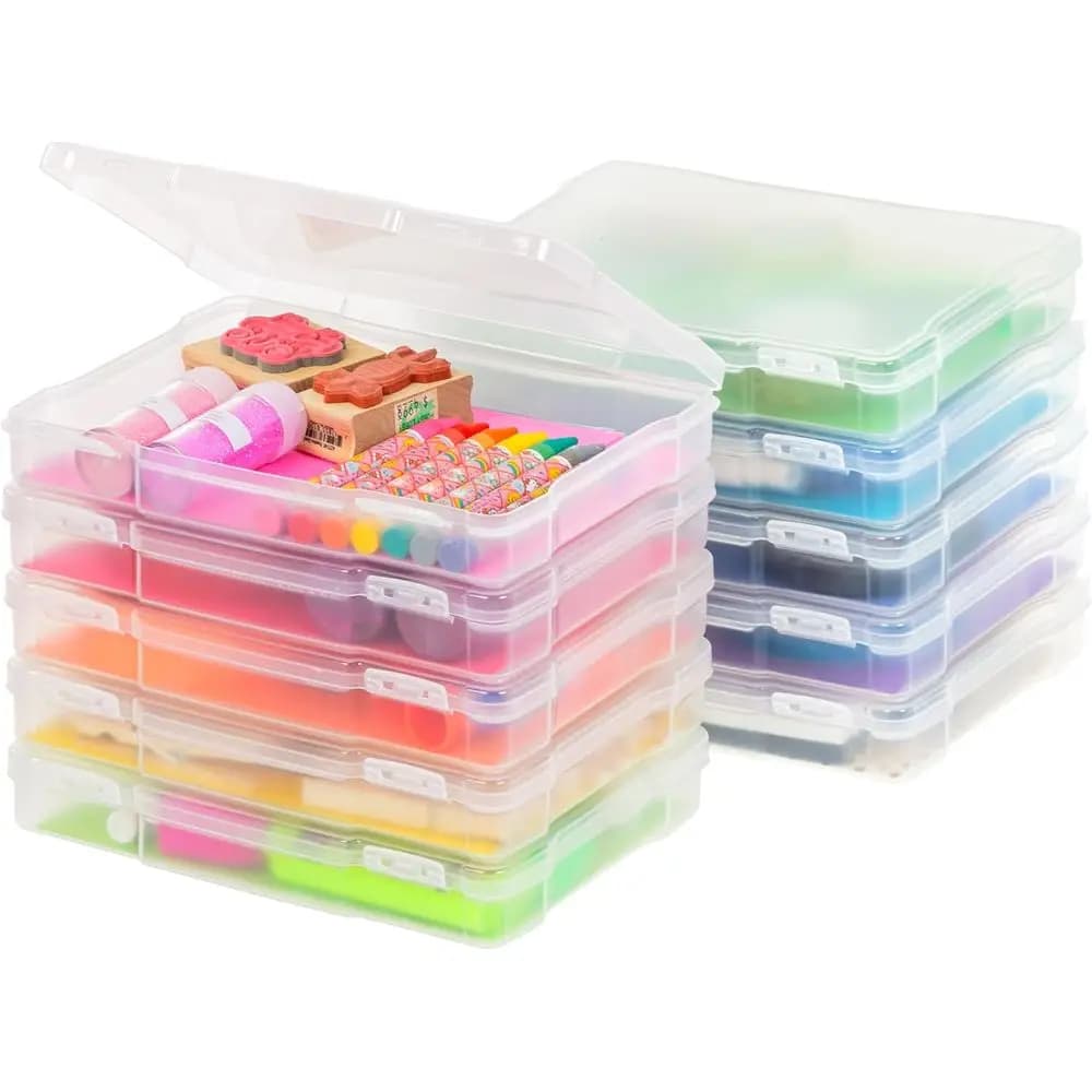 5 inches x 7 inches | Product in the United States | Pack of 10 containers organizer for photos, pictures, leaves, stickers, decorative objects and eyelash cards - Transparent