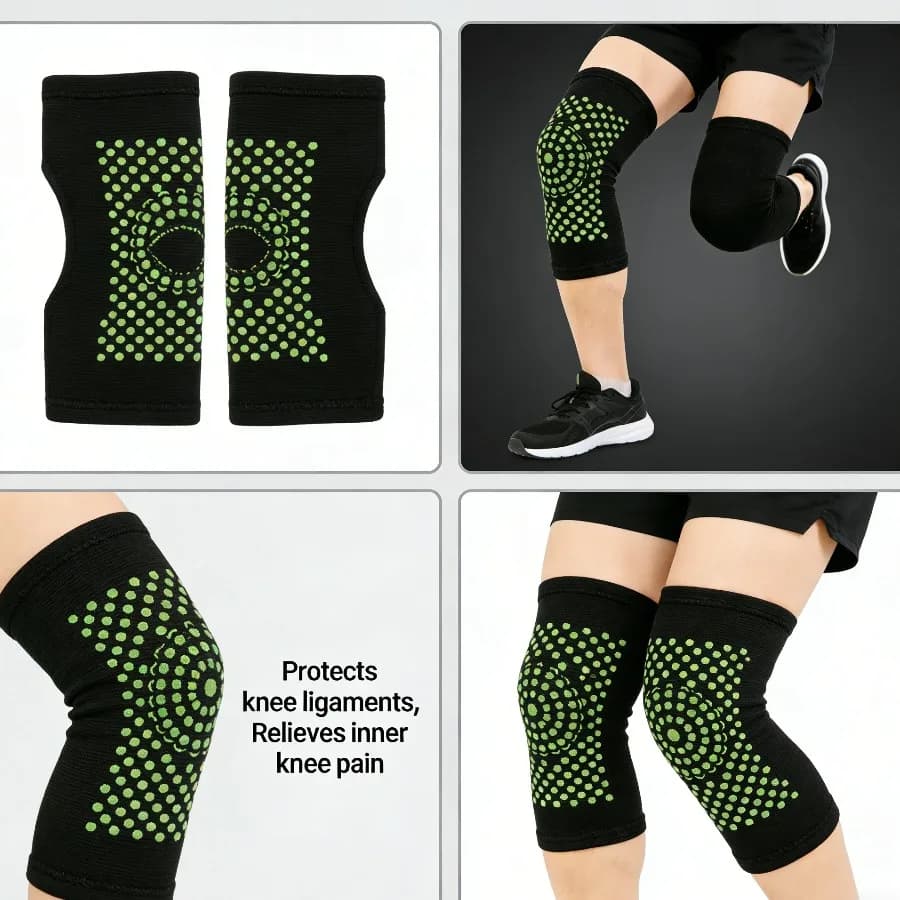 Ginocchiera Autoriscaldante in Lattice con Calore Moxa, Supporto Esteso per Ginocchio per Comfort Quotidiano e Protezione
